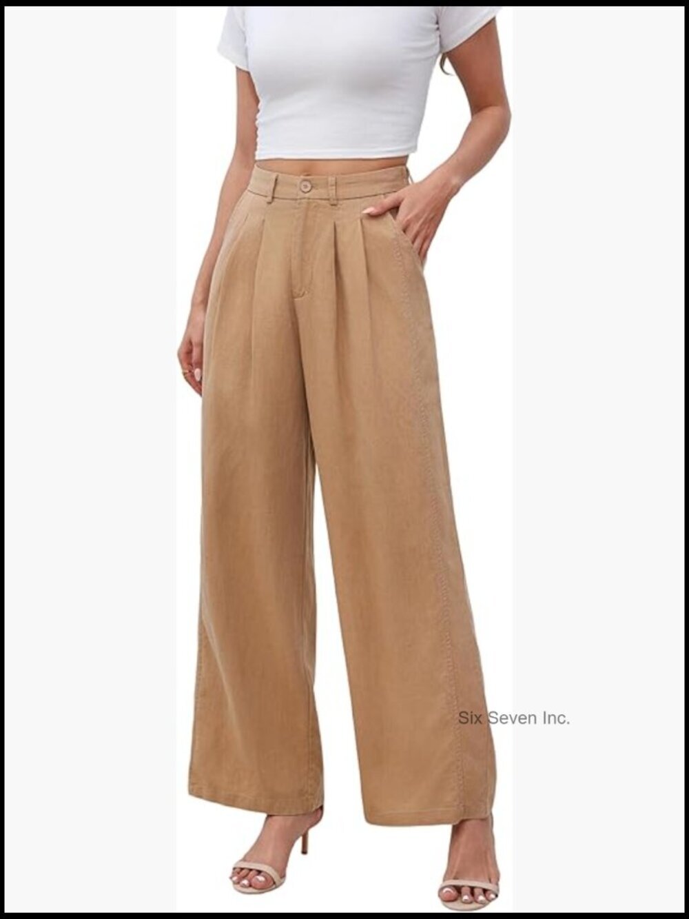 100% Linen Wide Leg Pants with Elastic Back Waist